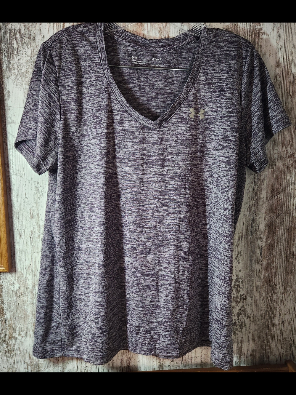 Under Armour Gray Purple Heathered V-Neck Performance Tee